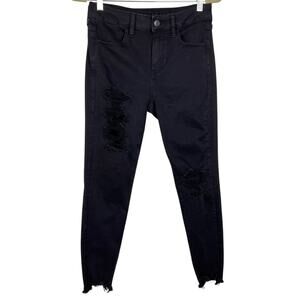 SHORT American Eagle Black Ripped Hi-Rise Jegging 6